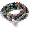 108 Mala Bracelet Indian Agate Lotus OM Tree of Life