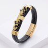 Double PiXiu Wealth Luck Leather Magnetic Buckle Bracelet