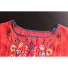 Embroidered Cotton Linen T-Shirt Women's Floral Crew Neck Short Sleeve Top