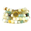 108 Mala Beads Bracelet Natural Stone Lotus Charm