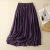 Linen A-Line Skirt with Elastic Waist and Pockets