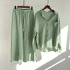Women's Cotton Linen Meditation Set Long Sleeve Shirt Pants