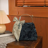 Velvet Jacquard Crossbody Bag with Metal Handle