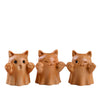 Carved Wood Cat Figurine, Winking and Surprised Animal Decor