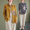 Women's Cotton Linen Shirt with Floral Print