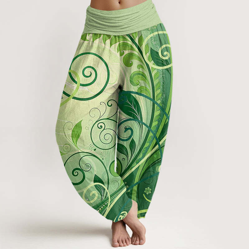 Women's Harem Pants Pure Cotton Elastic Waist Zen Pattern