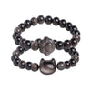 Silver Sheen Obsidian Cat Bracelet and Necklace Set