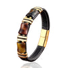 Tiger Eye Bamboo Stone Leather Bracelet Protection Power