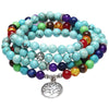 108 Natural Stone Mala Bead Lotus Pendant Bracelet