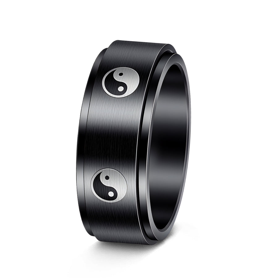 Yin Yang Rotatable Balance Ring Stainless Steel