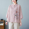 Embroidered Cotton Linen Top and Pants Set