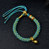 Tibetan Style Bell Charm Bracelet with Colorful Rope