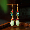 FengShui White Jade Luck Drop Earrings