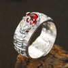 Pixiu Heart Sutra Adjustable Ring in Gold or Silver Tone