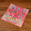 Embroidered Tea Mat, Square Coaster with Dragon Phoenix