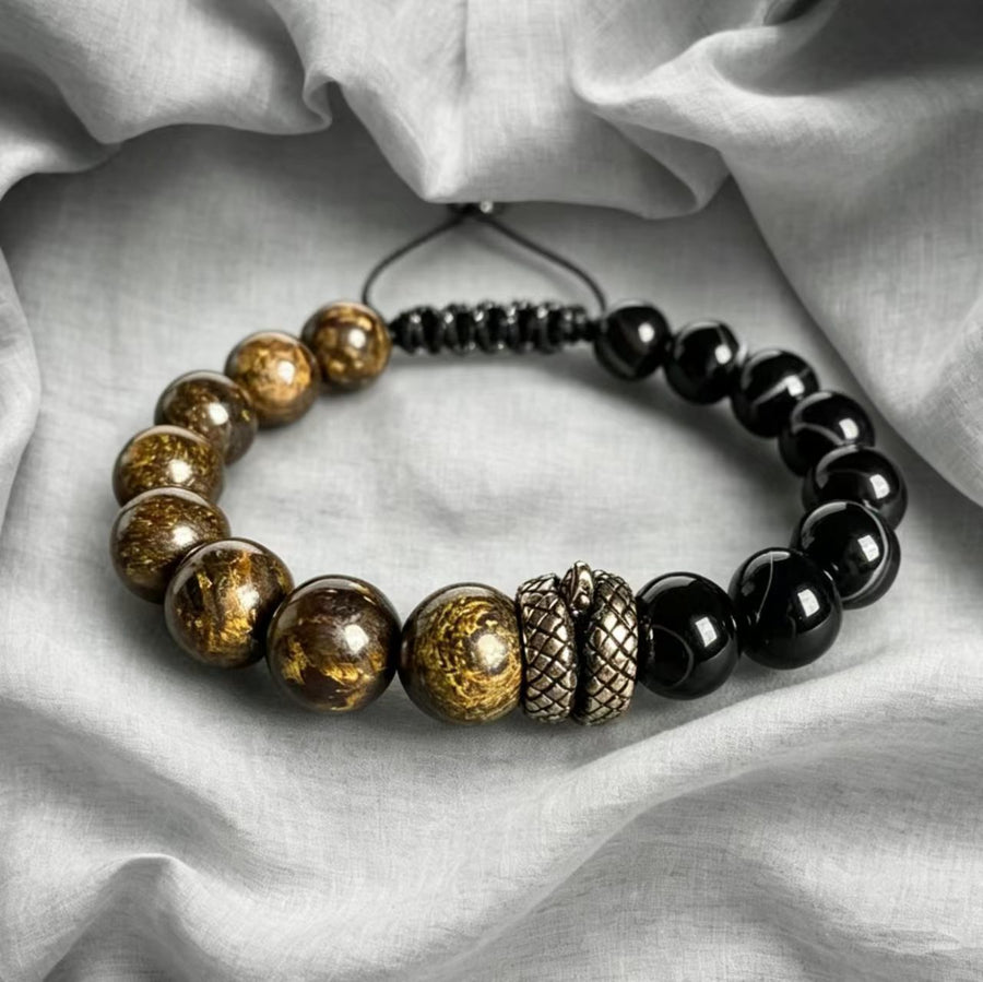 Snake Charm Stone Bracelet, Tiger Eye and Lapis Lazuli