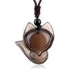 Carved Fox Crystal Pendant Necklace