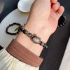 Silver Sheen Obsidian Cat Bracelet with Black Stone Beads