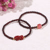 Garnet Pixiu Bracelet with Strawberry Quartz Bead