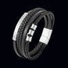 Multi-Layer Braided Leather Bracelet with Magnetic Buckle