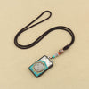 Tibetan Thangka Pendant Necklace, Ebony Wood Rope