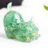 Resin Cat Figurine with Crystal Gravel, Desk Decor