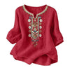 Women's Embroidered Boho T-Shirt, Spring Cotton Blend Top