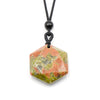 Hexagonal Crystal Pendant Necklace with Cord