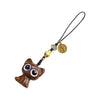 Wood Cat Charm Keychain or Phone Strap with Starry Eyes