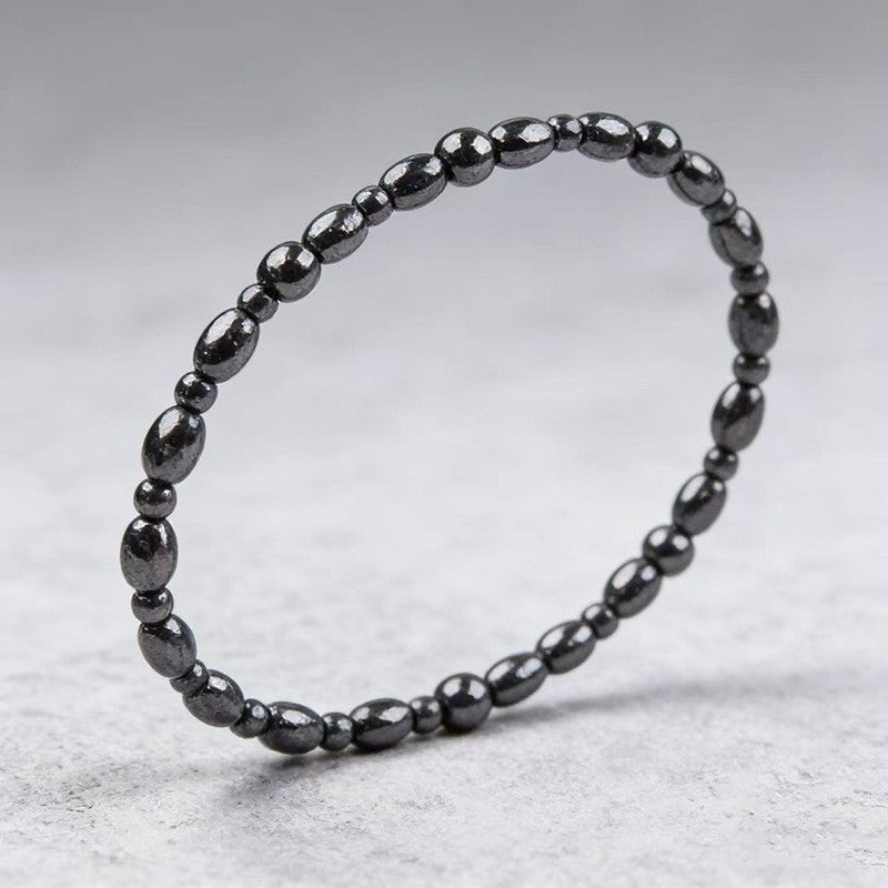Hematite Geometric Bracelet, Silver and Black Tone