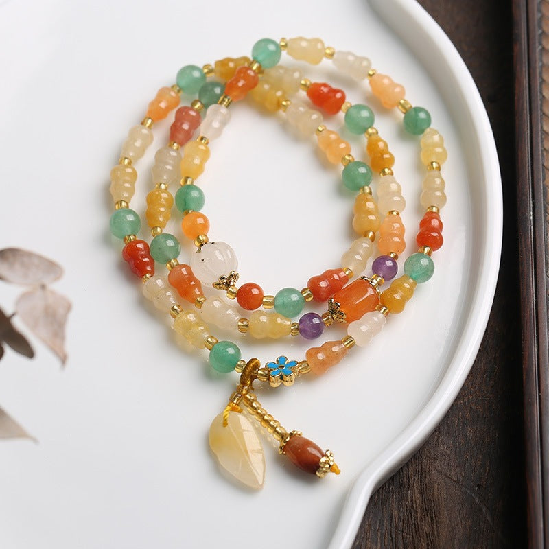 Golden Silk Jade Gourd Wealth Bracelet for Women