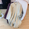 Women's Linen Frog-Button Stand Collar Long Sleeve Shirt