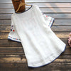 Embroidered Cotton Linen T-Shirt Women's Floral Crew Neck Short Sleeve Top