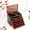 Wooden Jewelry Box with Carved Plum Blossom Lid