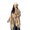 Tibetan Shawl Wrap with Cashew Flower Vine Pattern and Tassels