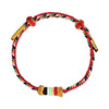 Colorful braided string bracelet with Five Elements bead and gold-tone ends