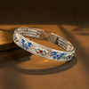 Copper Enamel Butterfly Bangle with Heart Sutra