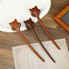 Classical Chinese Style Cat-shaped Sandalwood Hairpin