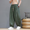 Men's Loose Harem Pants with Plant Print and Drawstring