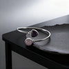 Crystal Open Cuff Bracelet with Geometric Charm