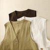 Women's Waistcoat Cotton Blend V-Neck Vest with Pockets