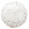 Round white jade pendant with a carved dragon design
