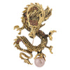 Vintage Dragon Pearl Brooch for Men and Women