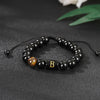 Alphabet Letter Bracelet with Tiger Eye and Black Glass Beads