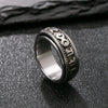 Rotatable Stainless Steel Ring with Carved Motifs