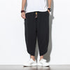 Men's Cotton Linen Harem Pants Summer Casual Drawstring Trousers