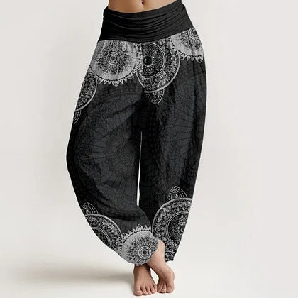 Women's Harem Pants Elastic Waist Floral Print Casual Yoga Trousers