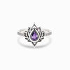 Silver Lotus Zircon Blessing Protection Ring