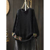 Winter Patchwork Design Long Sleeve Crew Neck Women's Sweater