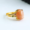 Adjustable Orange Moonstone Ring with Vine Detail
